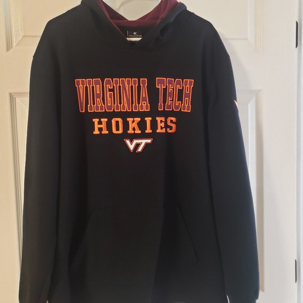 Virginia Tech Men's Colosseum Embroidered Pullover Hoodie Black Size XXL